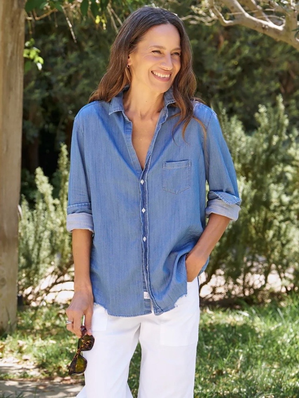 Frank & Eileen Eileen Relaxed Button-Up Shirt - Stonewashed Indigo Denim - XL